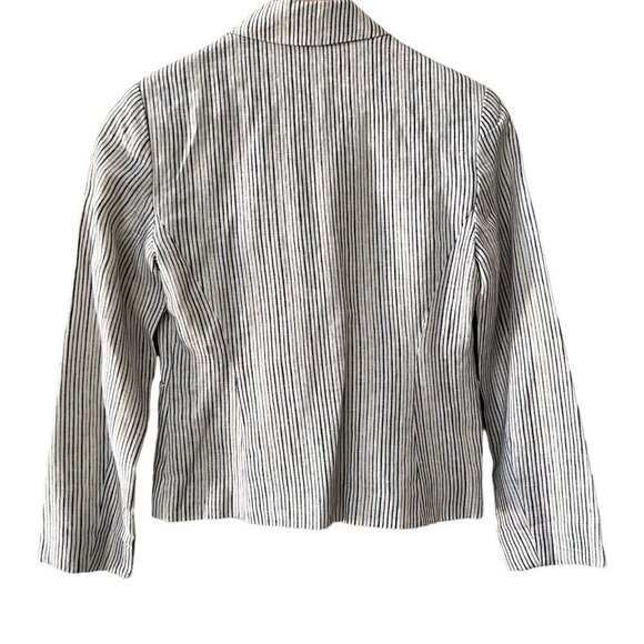 Cartonnier Women Black White Striped Collared Pockets Long Sleeves Blazer Size 0 - Picture 2 of 12